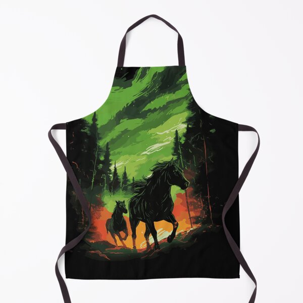 Item preview, Wild Horses with Northern Lights - Vector Art Design designed and sold by ShobulousStudio.