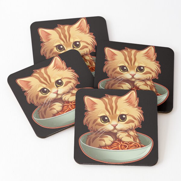 Item preview, sweet kitten eating spaghetti designed and sold by supersanko.