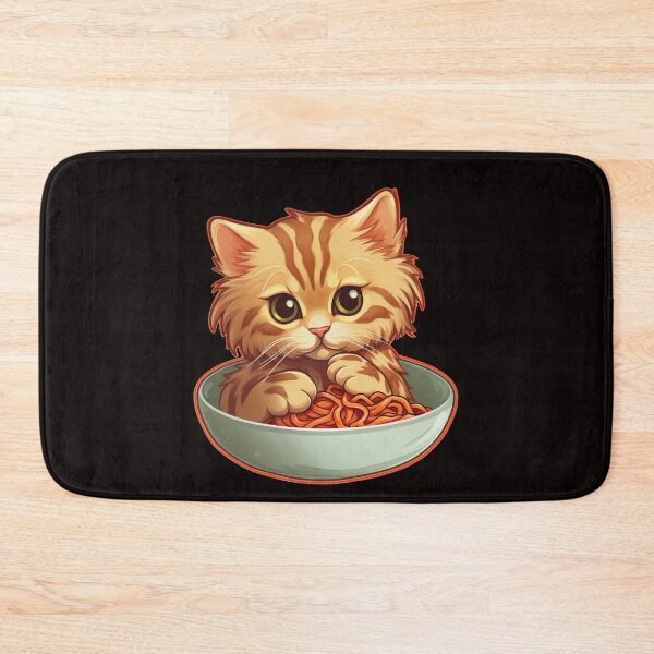 Aperçu de l'œuvre doux chaton mangeant des spaghettis créée et vendue par supersanko.