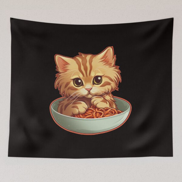 Item preview, sweet kitten eating spaghetti designed and sold by supersanko.