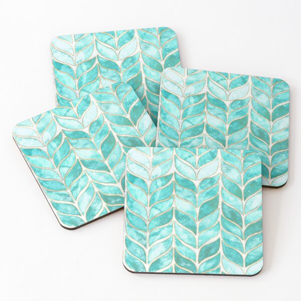 Item preview, Gilded Watercolor Whale Tail Tiles - Turquoise designed and sold by TigaTiga.