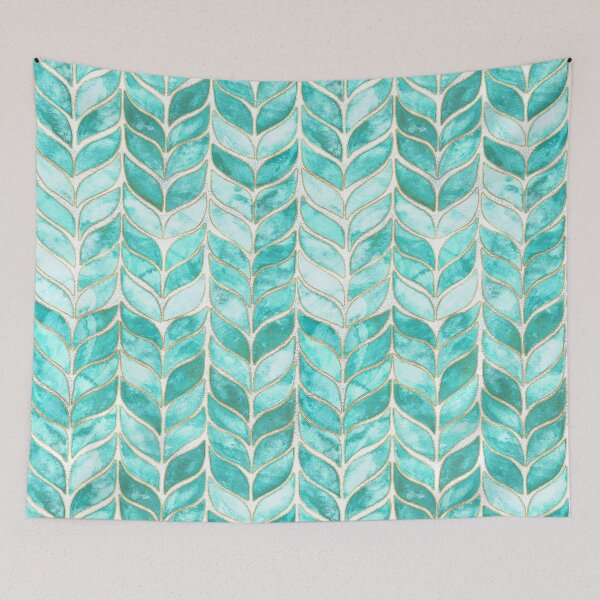 Item preview, Gilded Watercolor Whale Tail Tiles - Turquoise designed and sold by TigaTiga.