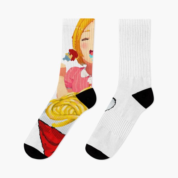 Item preview, Girl eating spaghetti inside Santa hat full of spaghetti designed and sold by Olojo.