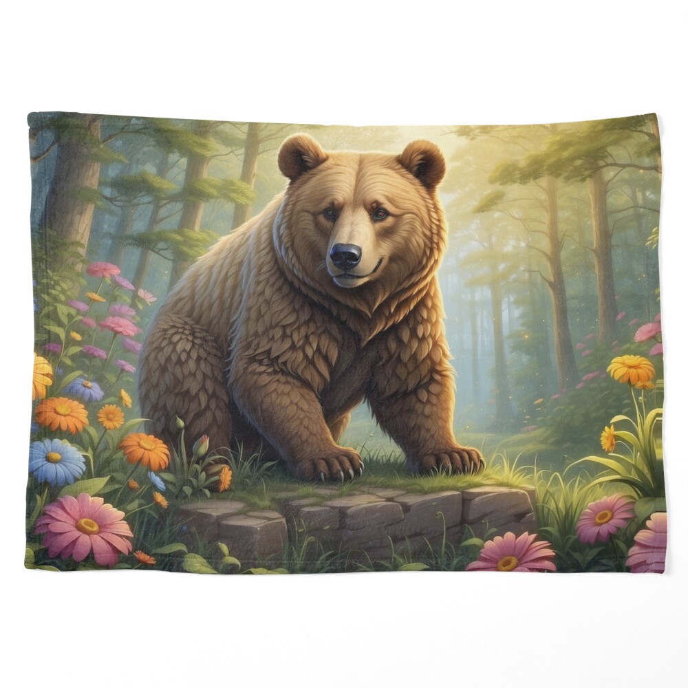 Gentle Guardian: Bear Among Blossoms Art Print for Sale by ada-nicx