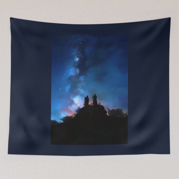 Item preview, Silhouette father and son looking at the night sky, Space Inspirations designed and sold by Gabi.Media.