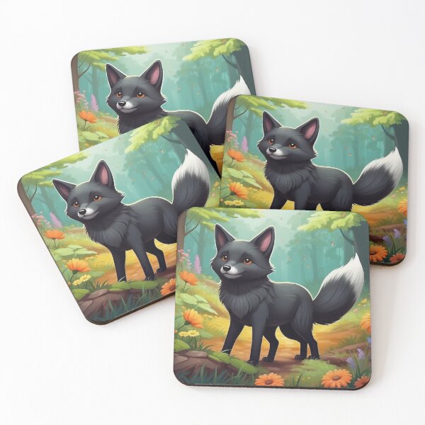 Item preview, Sylvan Stroll: Sleek Black Fox Among Forest Blooms designed and sold by Nick Seidel.