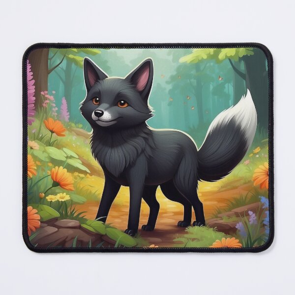 Item preview, Sylvan Stroll: Sleek Black Fox Among Forest Blooms designed and sold by Nick Seidel.