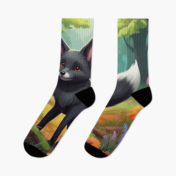 Item preview, Sylvan Stroll: Sleek Black Fox Among Forest Blooms designed and sold by Nick Seidel.