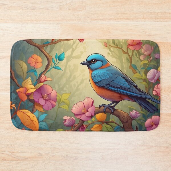 Item preview, Floral Serenade: Vibrant Bird Perched in Blossoming Bower designed and sold by Nick Seidel.