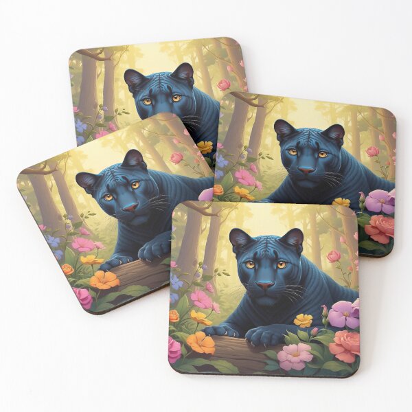 Item preview, Midnight Bloom: Black Panther in a Lush Floral Sanctuary designed and sold by Nick Seidel.