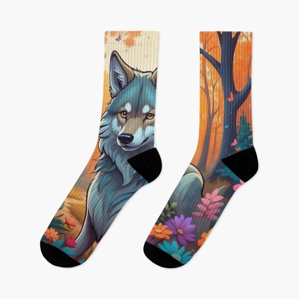 Item preview, Autumn's Whisper: Wolf in the Midst of Floral Hues designed and sold by Nick Seidel.