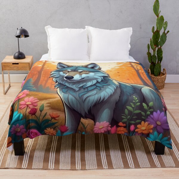 Item preview, Autumn's Whisper: Wolf in the Midst of Floral Hues designed and sold by Nick Seidel.