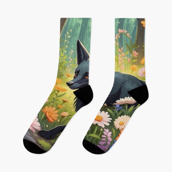 Item preview, Mystic Glade: Black Fox Amidst Spring Blossoms designed and sold by Nick Seidel.