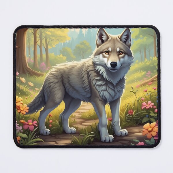 Item preview, Woodland Wanderer: Graceful Wolf Amidst Spring Blossoms designed and sold by Nick Seidel.