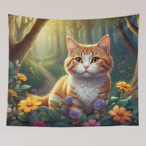 Item preview, Mystic Trail - Ginger Cat in Floral Splendor designed and sold by Nick Seidel.
