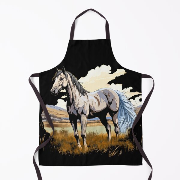 Item preview, Beautiful grey arabian horse grazing on a country meadow illustration designed and sold by NBSStore.
