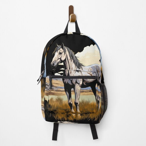 Item preview, Beautiful grey arabian horse grazing on a country meadow illustration designed and sold by NBSStore.