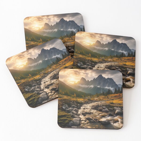 Item preview, Forest in Autumn at sunset with river long exposure - Landscape photography designed and sold by TheArtistOf2022.