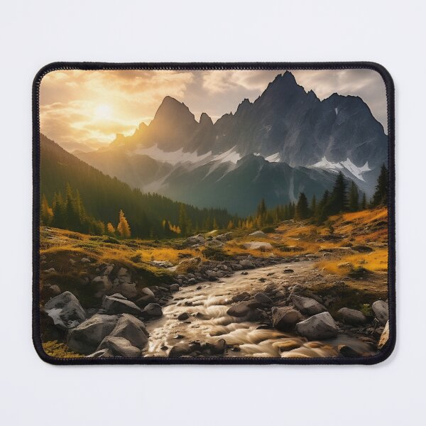 Item preview, Forest in Autumn at sunset with river long exposure - Landscape photography designed and sold by TheArtistOf2022.