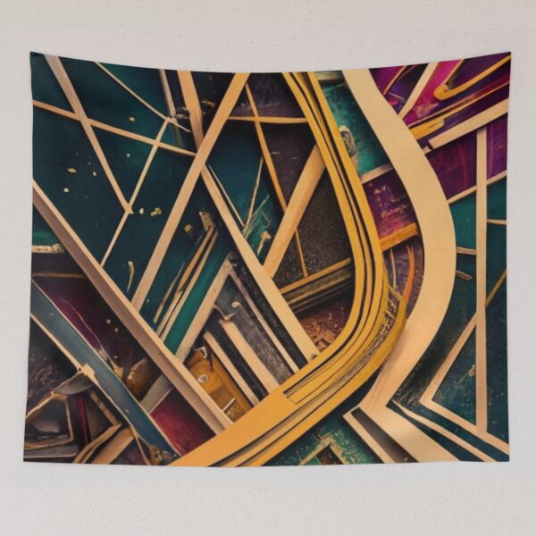 Item preview, logo image illustration graffiti blurred shadows color explosion multicolored fabric abstraction space shades of brown gold lines saturated colors intense colors 3D designed and sold by gulka8.