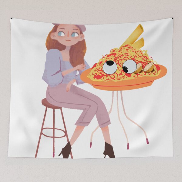 Item preview, Girl eating  Crazy spaghetti and more spaghetti designed and sold by Olojo.