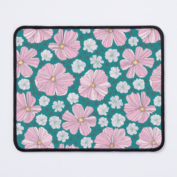 Item preview, Cosmos light pink and white on teal designed and sold by Anne-Leue.