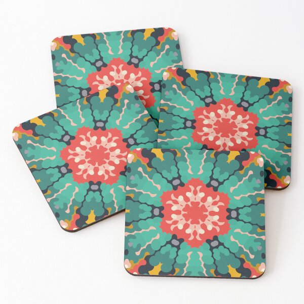 Item preview, Retro Mandala Flower Red Blue and Yellow designed and sold by WormholeOrbital.