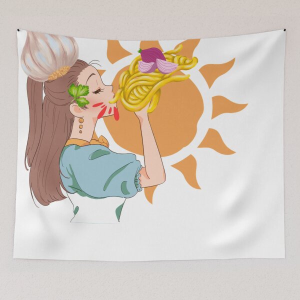 Item preview, Girl eating spaghetti with her hands designed and sold by Olojo.