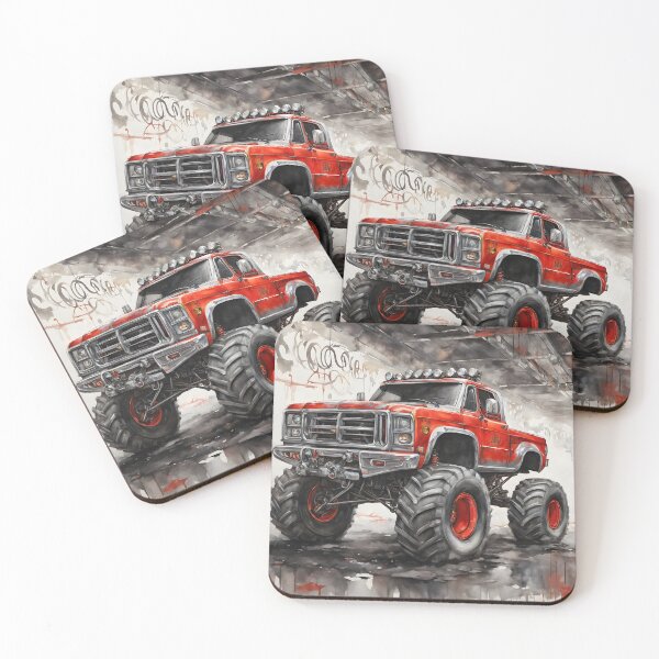 Item preview, Urban Roar: Grey and Red Monster Truck Artistry designed and sold by LSVart.