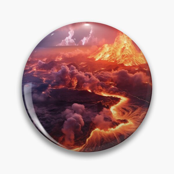 Item preview, Volcano eruption with lava in ground at sunset - Landscape photography designed and sold by TheArtistOf2022.