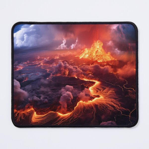 Item preview, Volcano eruption with lava in ground at sunset - Landscape photography designed and sold by TheArtistOf2022.