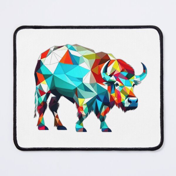 Item preview, Colourful Powerful Bison Geometric Shaped Artwork designed and sold by Geonimalia.