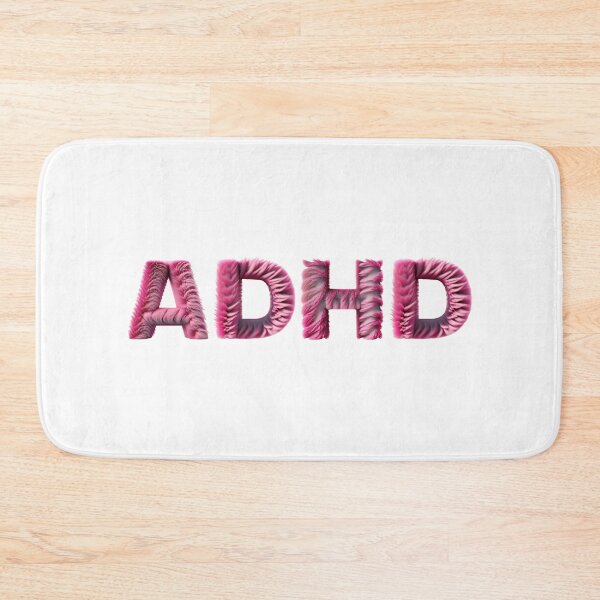 Item preview, The inscription "ADHD" on a black background - pink fur, cozy and funny graphics. designed and sold by My-fake-places.