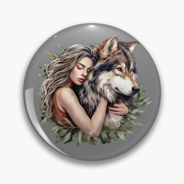 Item preview, Animal, Woman Hugging a Wolf, Wolf art, Animal caring, Cute Wolf, Wild wolf, wolves designed and sold by SideKickCreates.