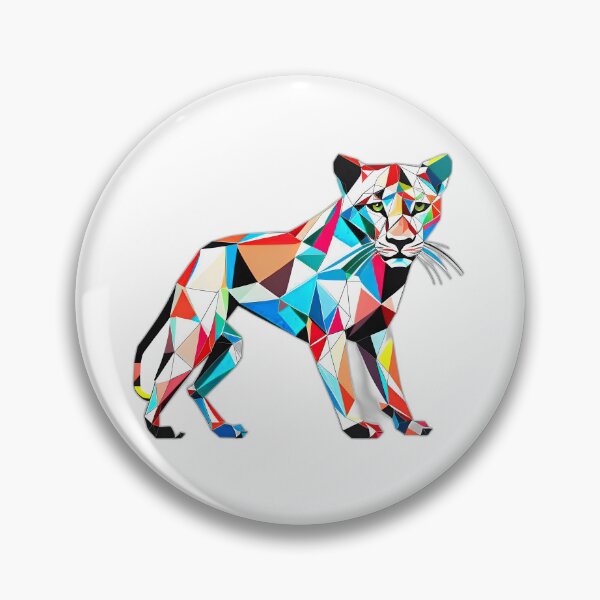 Item preview, Colourful Gazing Puma Geometric Shaped Artwork designed and sold by Geonimalia.
