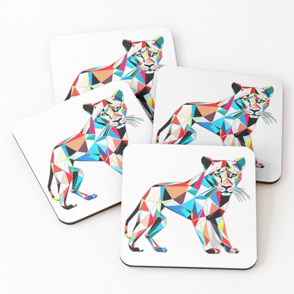 Item preview, Colourful Gazing Puma Geometric Shaped Artwork designed and sold by Geonimalia.