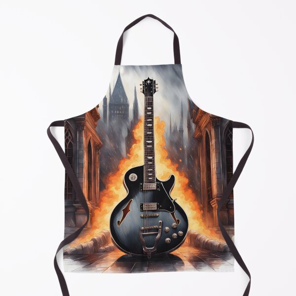 Item preview, Gothic Guitar: Fiery Artistry Amidst Architectural Elegance designed and sold by LSVart.