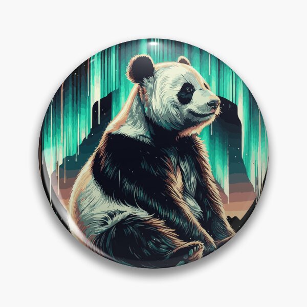 Item preview, Meditating Panda and Northern Lights - Peaceful Landscape Art designed and sold by ShobulousStudio.