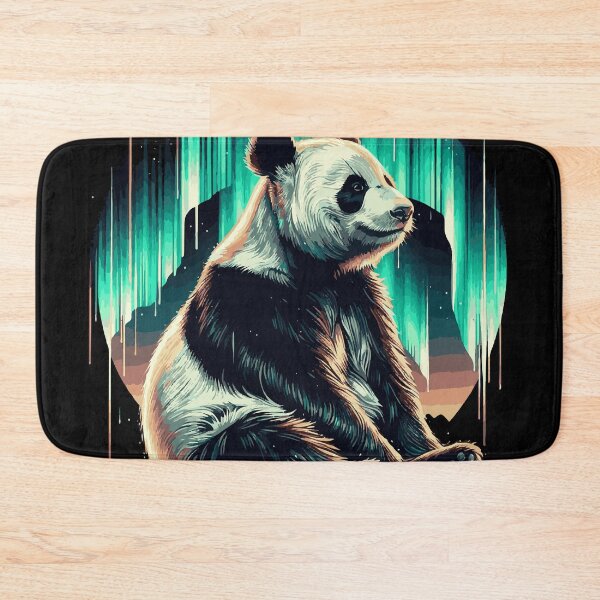 Item preview, Meditating Panda and Northern Lights - Peaceful Landscape Art designed and sold by ShobulousStudio.
