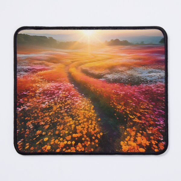 Item preview, Misty fields of flowers at sunset long exposure - Landscape photography designed and sold by TheArtistOf2022.