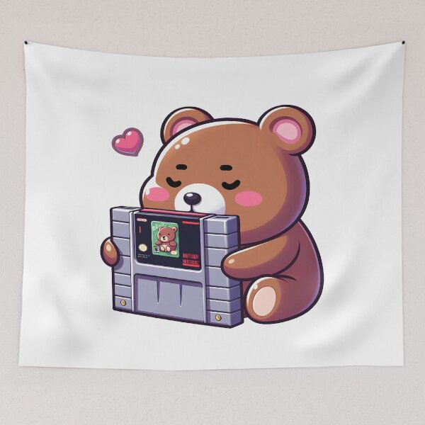 Item preview, Cute Bear retro video game player Kawaii designed and sold by TeddybearClub.