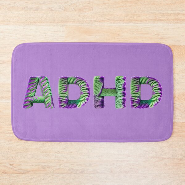 Item preview, The inscription "ADHD" on a black background- green and purple fur, cozy and funny graphics. designed and sold by My-fake-places.