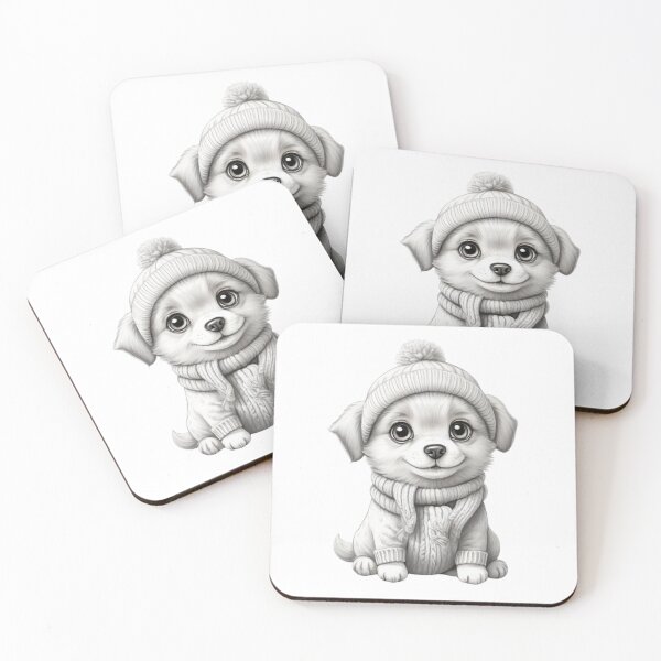 Item preview, Pint-sized Pooch: Big-Eyed Dog with Winter Charm - Cute Cartoon Sketch designed and sold by taaddison50.