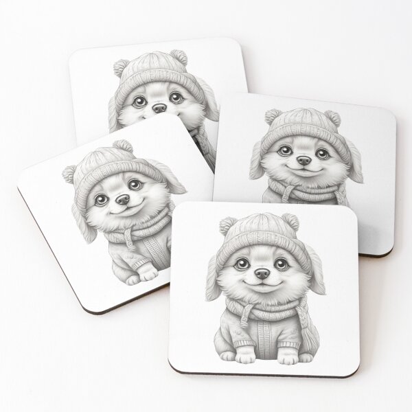 Item preview, Cozy Canine: Knitted Hat Cutie in Cartoon Pencil Sketch Style designed and sold by taaddison50.