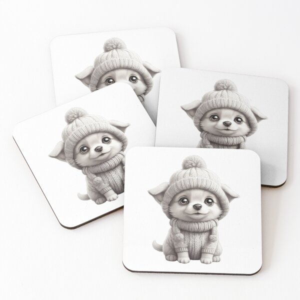 Item preview, Sketchy Snuggles: Little Dog with Huge Eyes and a Winter-Warm Hat designed and sold by taaddison50.