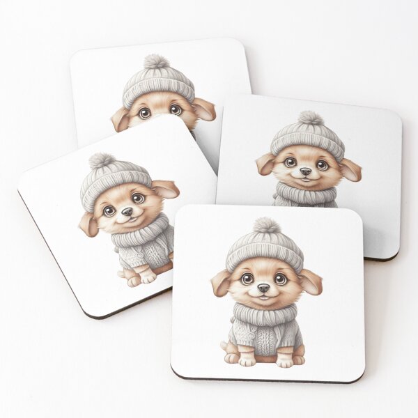 Item preview, Puppy Chic: Cartoon-Style Pencil Sketch of a Cute Dog in a Knitted Winter Hat designed and sold by taaddison50.