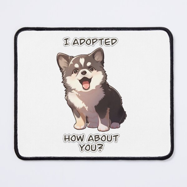 Item preview, I Adopted How About You Puppy Sticker and Shirt Brown Text By Zeesdesign on Redbubble designed and sold by ZEESDESIGN.