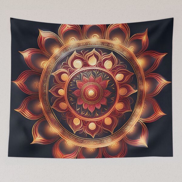 Item preview, Carnival Spirit Mandala - Swirling Joy in Red & Gold designed and sold by SpiritualManda.