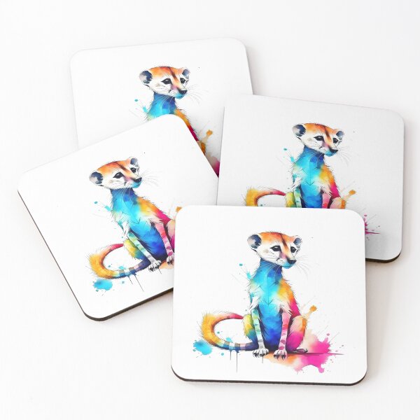 Item preview, Colourful Inquisitive Meerkat Geometric Shaped Artwork designed and sold by Geonimalia.