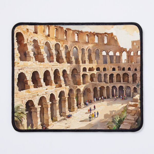 Item preview, El Djem Colosseum: Watercolor Sunset in Tunisia designed and sold by LSVart.